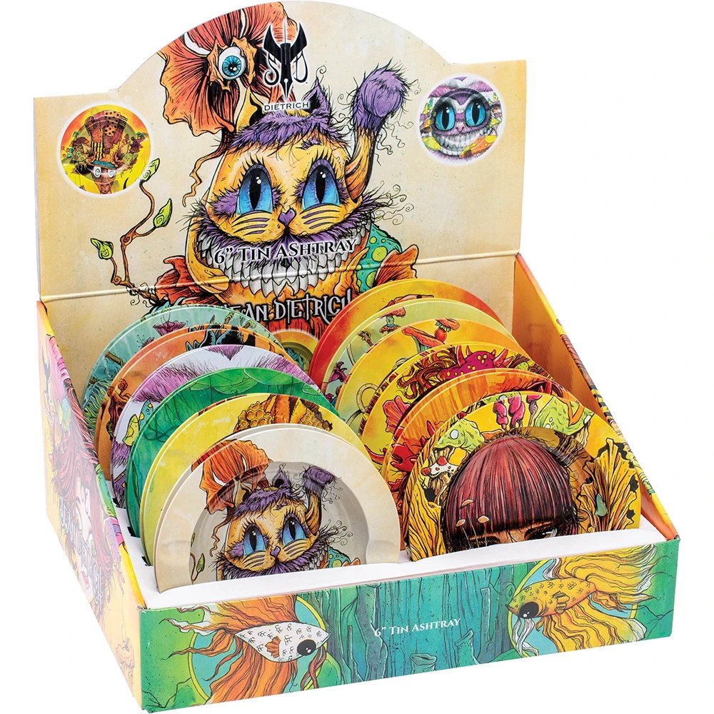 SEAN DIETRICH TIN ASHTRAYS - DISPLAY OF 24