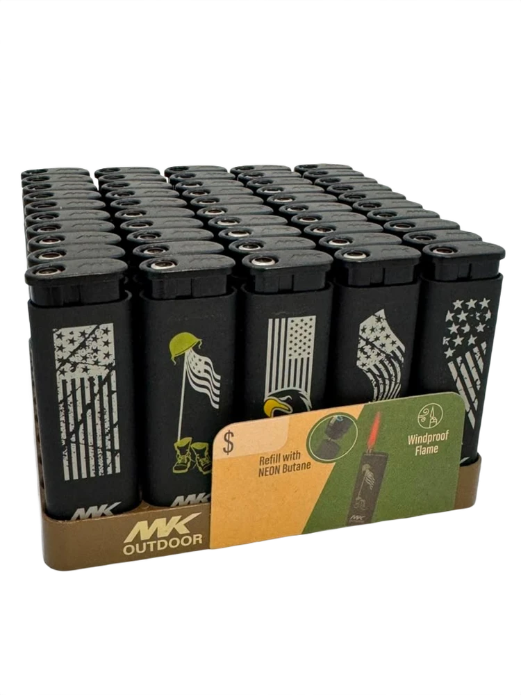 MK OUTDOOR ALPINE WINDPROOF POCKET LIGHTER - DISPLAY OF 50